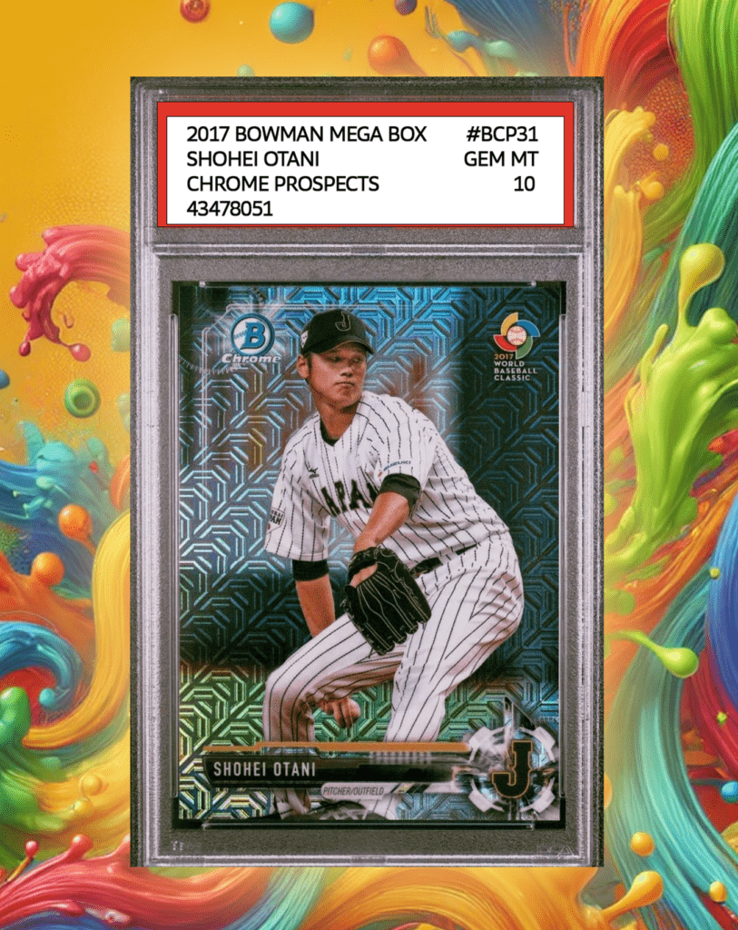 Shohei Otani 2017 Bowman Mega Box Chrome Prospects card, graded GEM MT 10