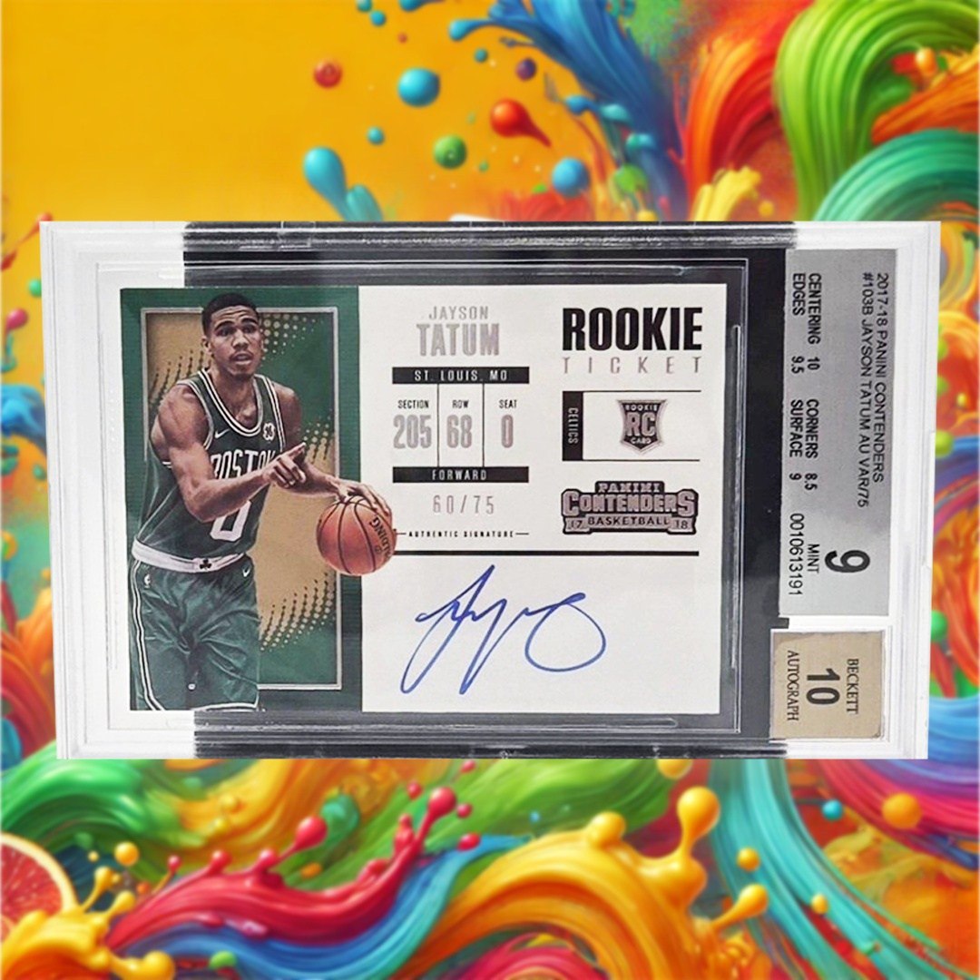 2017-18 Panini Contenders Jayson Tatum Rookie Ticket Autograph BGS 9