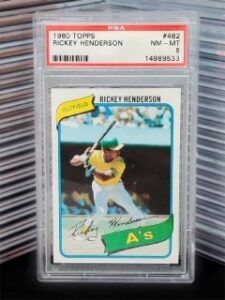 1980 Topps Rickey Henderson Rookie Card PSA 8