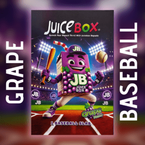 Grape Baseball JuiceBox showing purple box character on a field