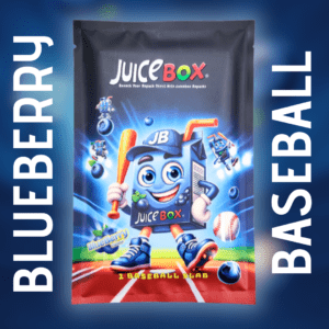 Blueberry Baseball JuiceBox showing baseball character design