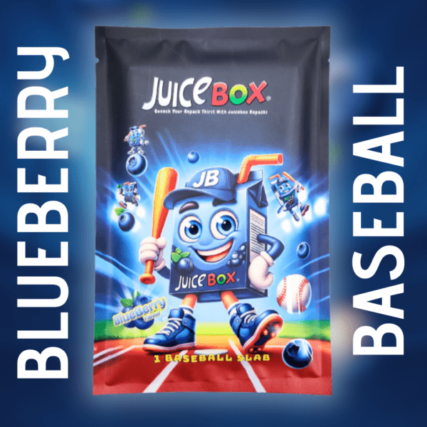 Blueberry Baseball JuiceBox showing baseball character design